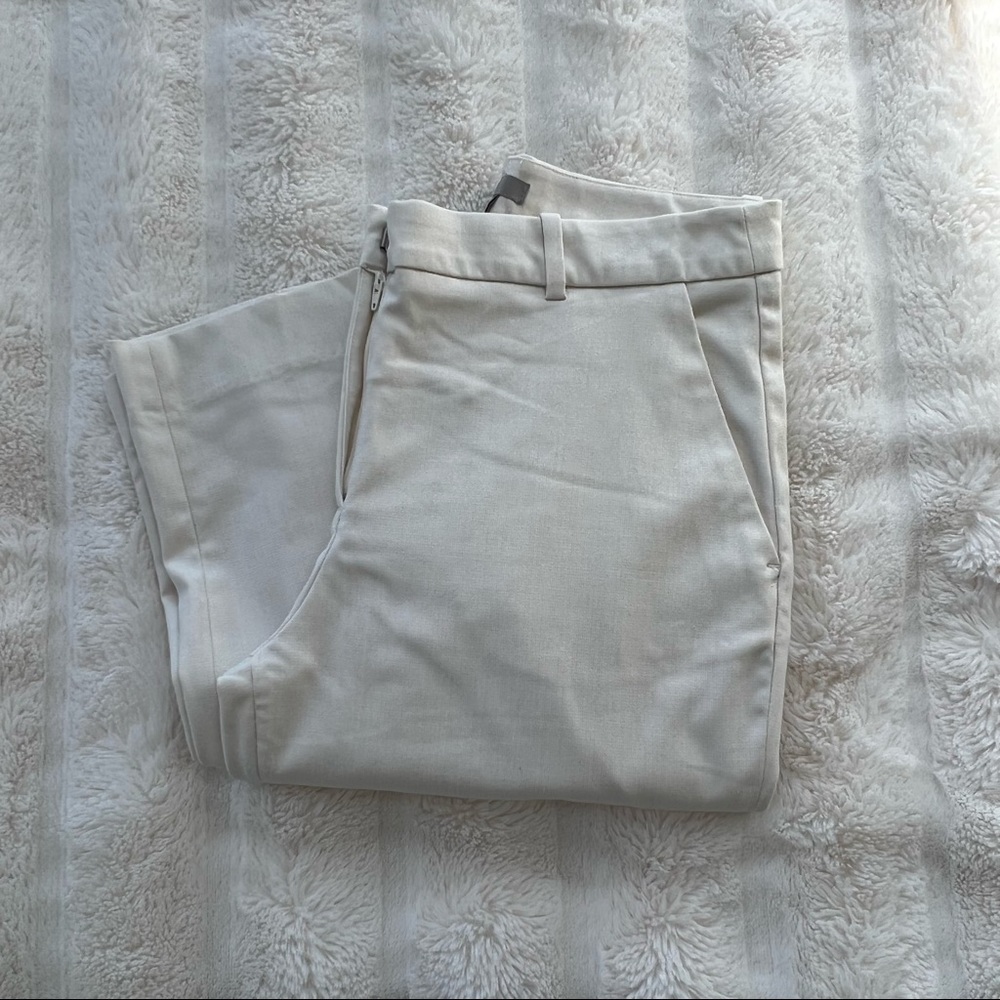 White slack pants, soft linen, run big